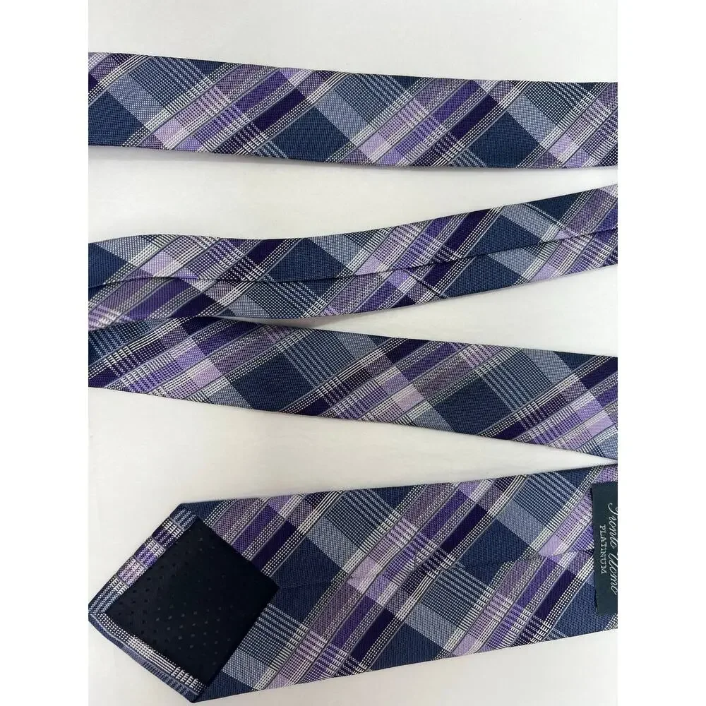 Pronto Uomo Purple Twill Silk Tie Classic Plaid Mens‎ Necktie